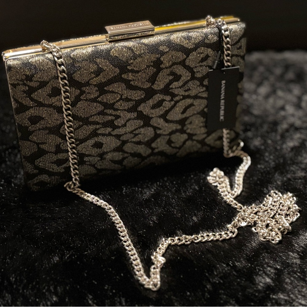 Animal Print Clutch with Chain Strap